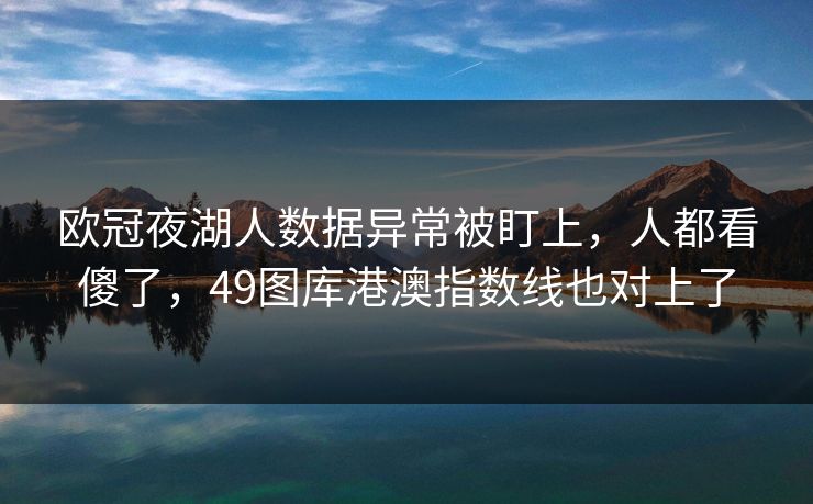 欧冠夜湖人数据异常被盯上，人都看傻了，49图库港澳指数线也对上了