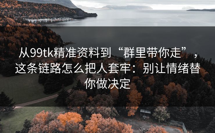 从99tk精准资料到“群里带你走”，这条链路怎么把人套牢：别让情绪替你做决定