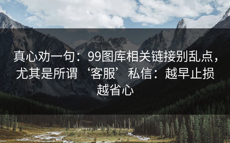 真心劝一句：99图库相关链接别乱点，尤其是所谓‘客服’私信：越早止损越省心